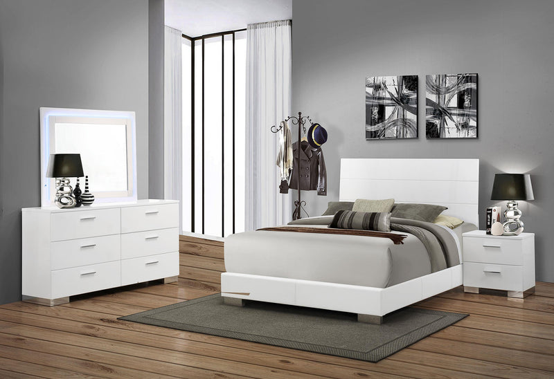 Felicity Wood LED Dresser Mirror White High Gloss - 203504LED