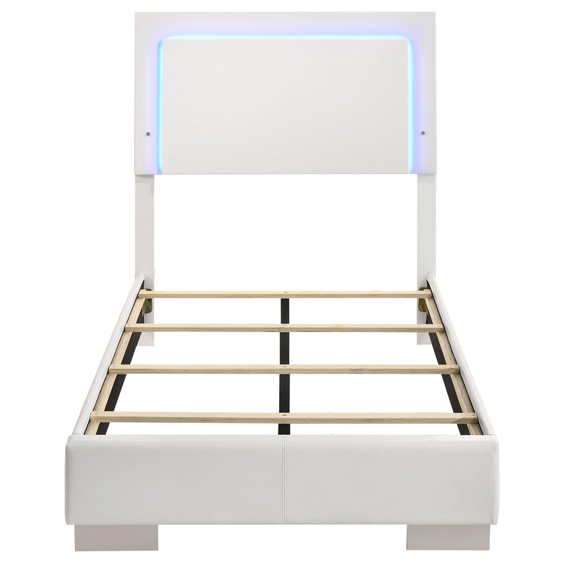 Felicity Wood Twin LED Panel Bed White High Gloss - 203500T