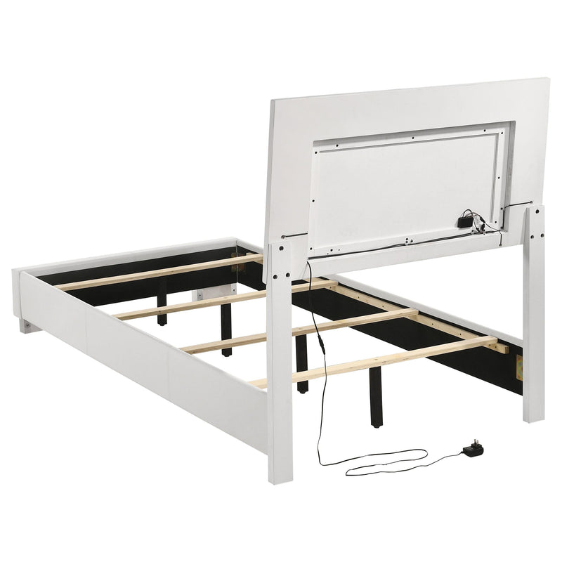 Felicity Wood Twin LED Panel Bed White High Gloss - 203500T
