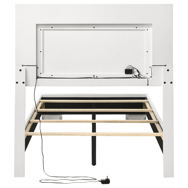Felicity Wood Twin LED Panel Bed White High Gloss - 203500T