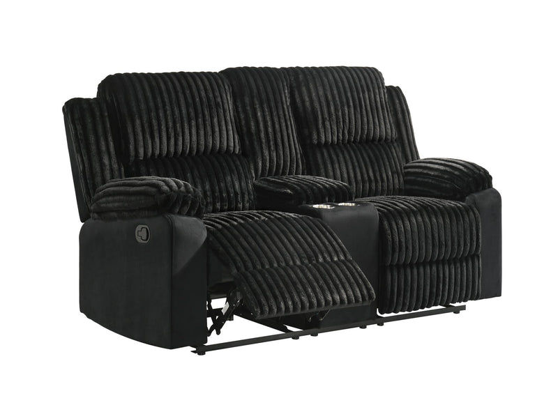 Felix - Black Manual Recliner Loveseat with Storage Console and Cup Holder - L628-L