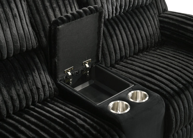 Felix - Black Manual Recliner Loveseat with Storage Console and Cup Holder - L628-L