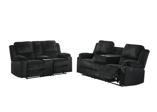 Felix - Black Manual Reclining, Drop-Down Table, Storage Console and Cup Holder - L628-SL