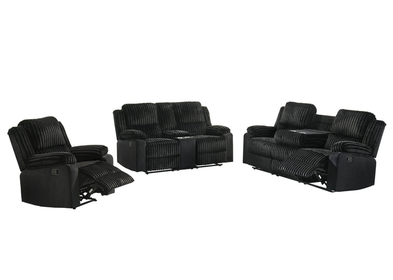 Felix - Black Manual Reclining, Drop-Down Table, Storage Console and Cup Holder - L628-SLR