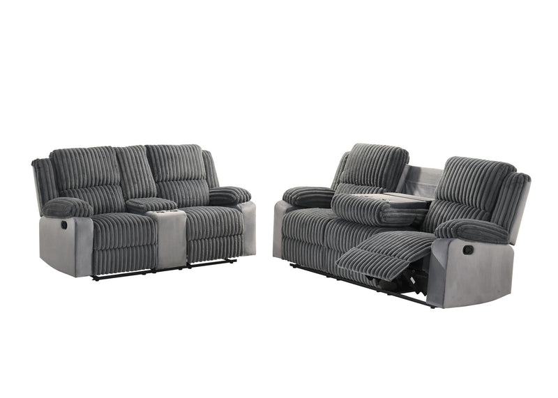 Felix - Gray Manual Reclining, Drop-Down Table, Storage Console and Cup Holder - L629-SL