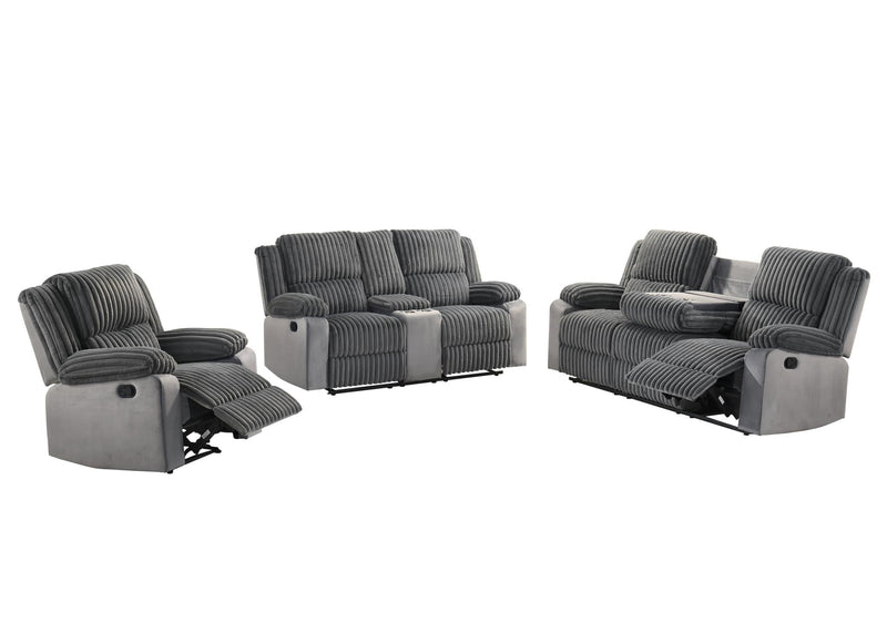 Felix - Gray Manual Reclining, Drop-Down Table, Storage Console and Cup Holder - L629-SLR