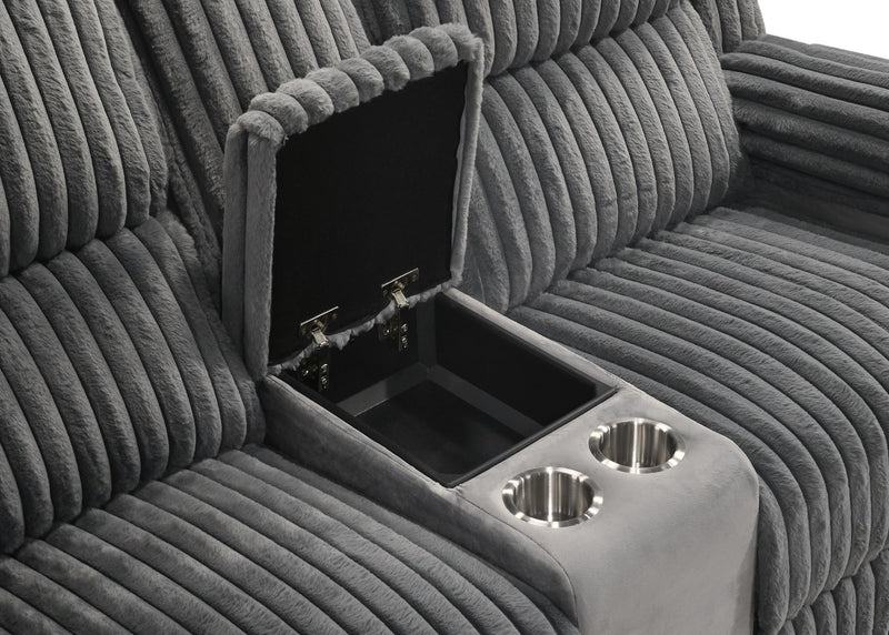 Felix - Gray Manual Reclining, Drop-Down Table, Storage Console and Cup Holder - L629-SLR