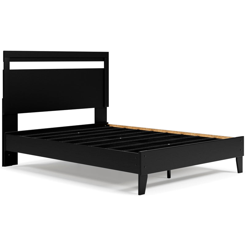 Finch Queen Panel Platform Bed and 2 Nightstands in Black/Brown - PKG012234