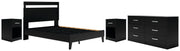 Finch Queen Panel Platform Bed, Dresser and 2 Nightstands in Black/Brown - PKG011292