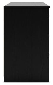 Finch Queen Panel Platform Bed with Dresser, Chest and 2 Nightstands in Black/Brown - PKG017944