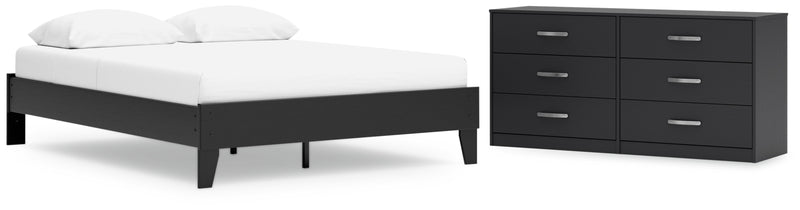 Finch Queen Platform Bed with Dresser in Black from Ashley - Lara Furniture