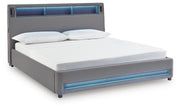 Finigale Gray California King Upholstered Bed with Wireless Audio - PCB2721B22