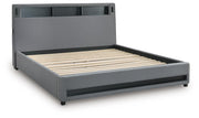 Finigale Gray California King Upholstered Bed with Wireless Audio - PCB2721B22