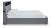 Finigale Gray California King Upholstered Bed with Wireless Audio - PCB2721B22
