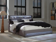 Finigale Gray King Upholstered Bed with Wireless Audio - PCB2721B21