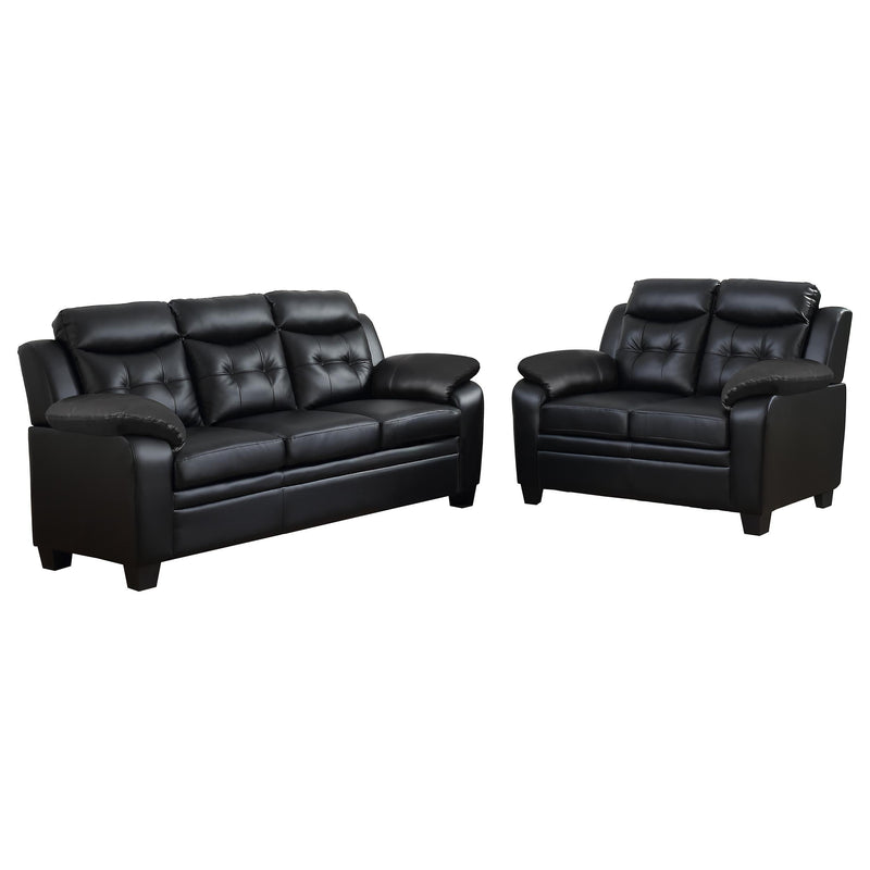 Finley 2-piece Upholstered Padded Arm Tufted Sofa Set Black - 506551-S2