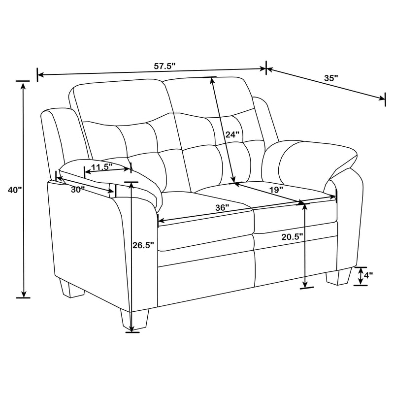 Finley 3-piece Upholstered Padded Arm Tufted Sofa Set Black - 506551-S3