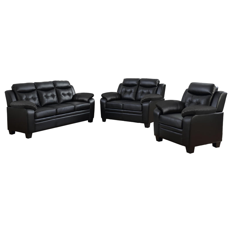 Finley 3-piece Upholstered Padded Arm Tufted Sofa Set Black - 506551-S3