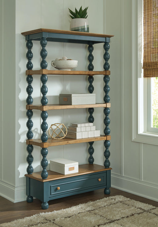 Finnworth Blue/Brown 70" Bookcase - A4000735