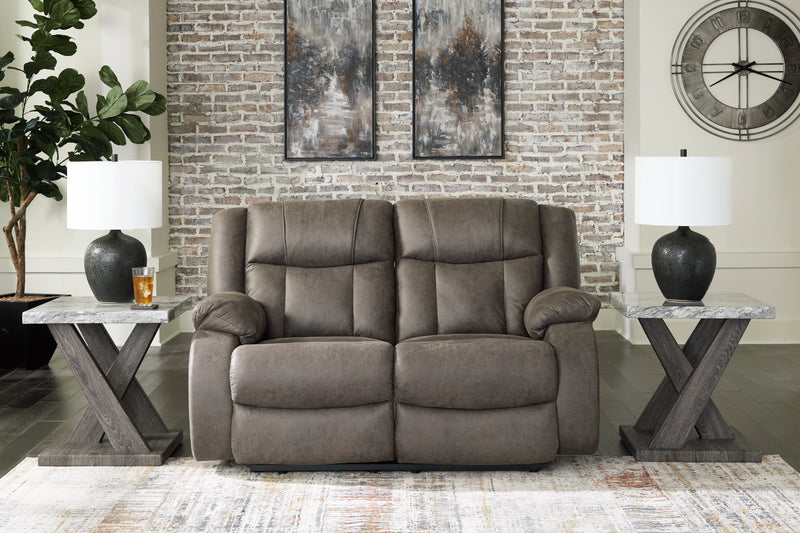 First Base Reclining Loveseat - Lara FurnitureLoveseat