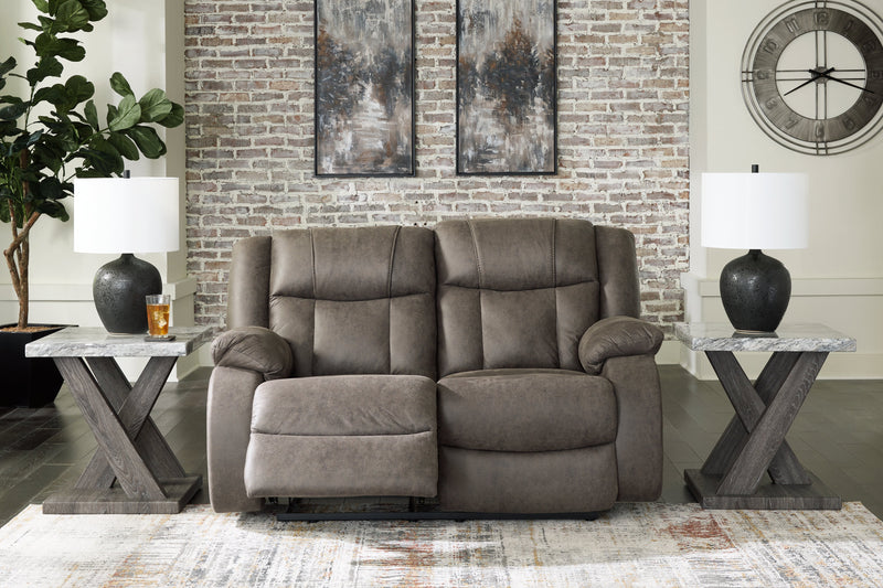 First Base Reclining Loveseat - Lara FurnitureLoveseat