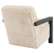 Fitzroy Faux Fur Upholstered Chair Solid Wood Arms Latte - 907533