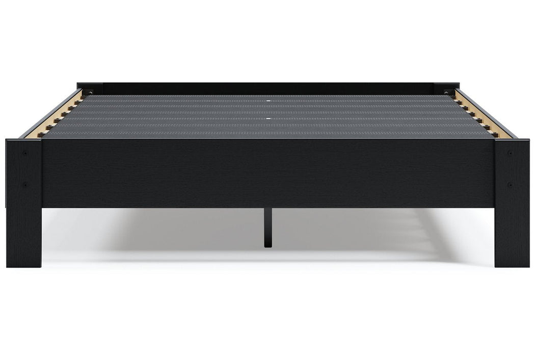 Flannia Black Queen Platform Bed - Gate FurnitureQueen Bed