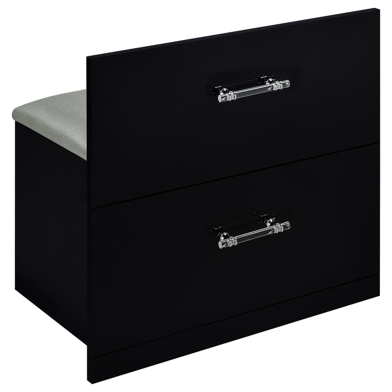 Flora 2-drawer Vanity Set with LED Mirror Black High Gloss - 930219