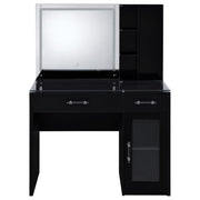 Flora 2-drawer Vanity Set with LED Mirror Black High Gloss - 930219