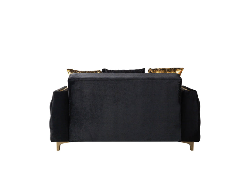 Florence Black Velvet Loveseat 64.5" - FLORENCEBLACK-L