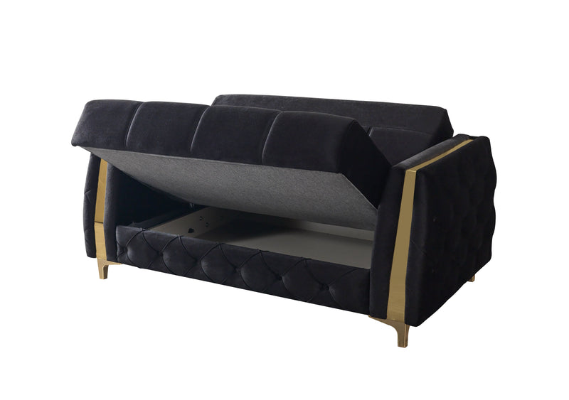 Florence Black Velvet Loveseat 64.5" - FLORENCEBLACK-L
