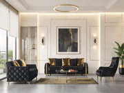 Florence Black Velvet Sofa 88" & Loveseat 64" - FLORENCEBLACK-SL