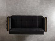 Florence Black Velvet Sofa 88" & Loveseat 64" - FLORENCEBLACK-SL