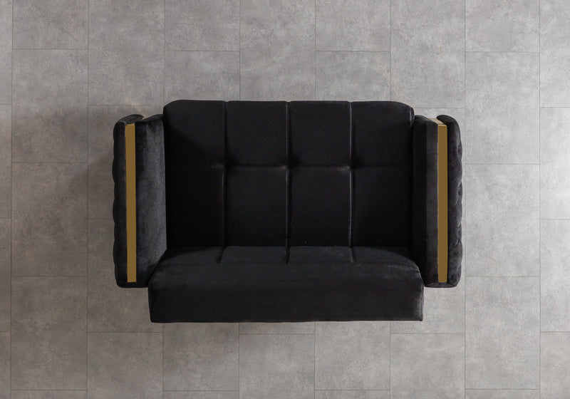 Florence Black Velvet Sofa 88" & Loveseat 64" - FLORENCEBLACK-SL