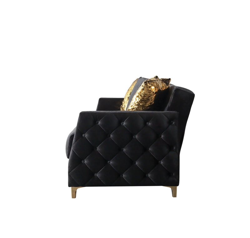 Florence Black Velvet Sofa 88" & Loveseat 64" - FLORENCEBLACK-SL