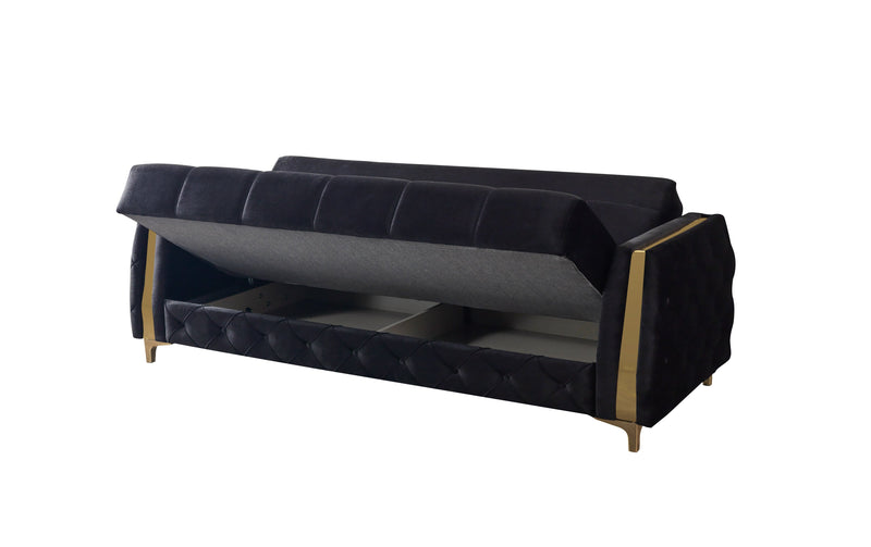 Florence Black Velvet Sofa 88" & Loveseat 64" - FLORENCEBLACK-SL