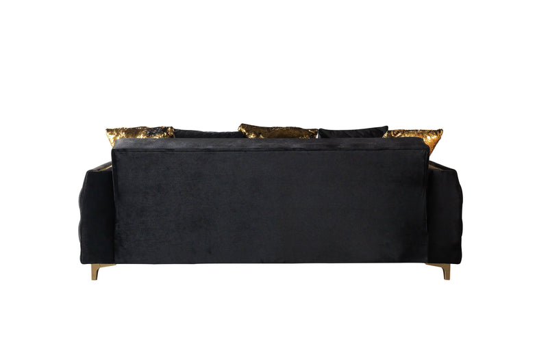Florence Black Velvet Sofa 88" & Loveseat 64" - FLORENCEBLACK-SL