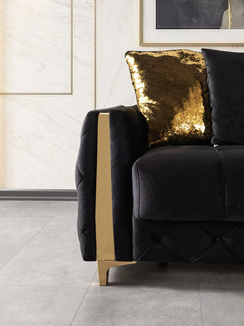 Florence Black Velvet Sofabed 88" - FLORENCEBLACK-S