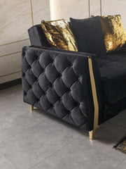 Florence Black Velvet Sofabed 88" - FLORENCEBLACK-S