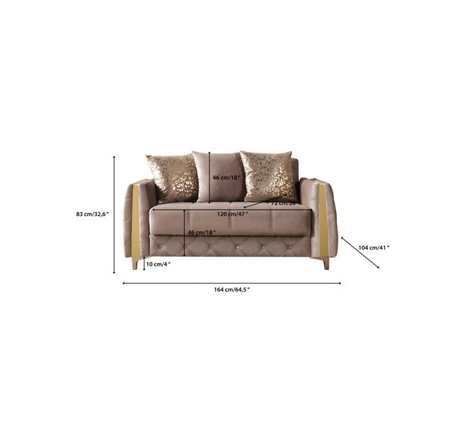 Florence Coffee Velvet Sofa 88" & Loveseat 64" - FLORENCECOF-SL