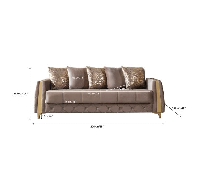 Florence Coffee Velvet Sofabed 88" - FLORENCECOF-S