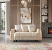 Florence Ivory Velvet Loveseat 64.5" - FLORENCEIVORY-L