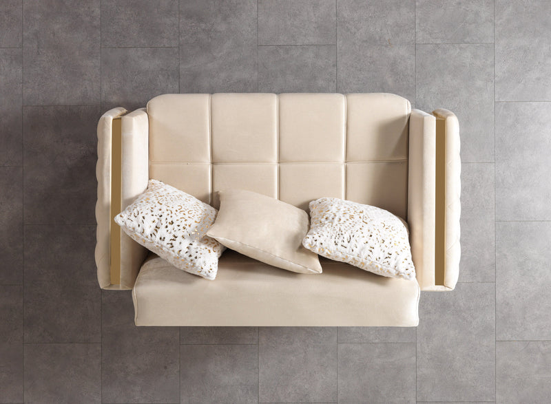 Florence Ivory Velvet Loveseat 64.5" - FLORENCEIVORY-L