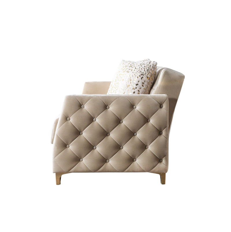 Florence Ivory Velvet Loveseat 64.5" - FLORENCEIVORY-L