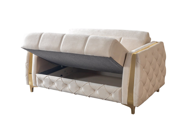 Florence Ivory Velvet Loveseat 64.5" - FLORENCEIVORY-L