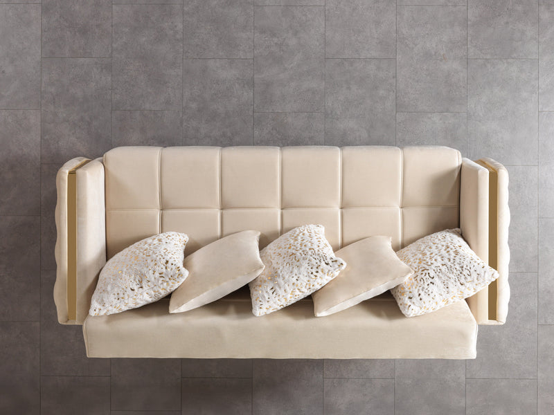 Florence Ivory Velvet Sofa 88" & Loveseat 64" - FLORENCEIVORY-SL