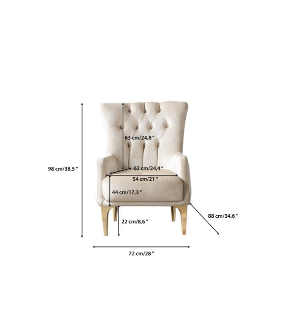 Florence Ivory Velvet Sofa 88" & Loveseat 64" - FLORENCEIVORY-SL