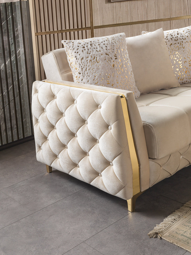 Florence Ivory Velvet Sofa 88" & Loveseat 64" - FLORENCEIVORY-SL