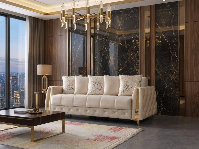 Florence Ivory Velvet Sofabed 88" - FLORENCEIVORY-S