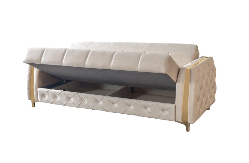 Florence Ivory Velvet Sofabed 88" - FLORENCEIVORY-S